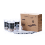 The Lotus Vita ENYA Half-Year Bundle, including its packaging, three replacement filter cartridges, and six lime scale pads.