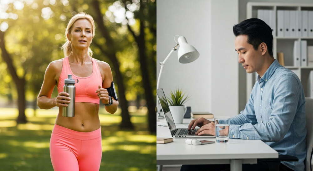 Comparing water intake needs for active and sedentary lifestyles